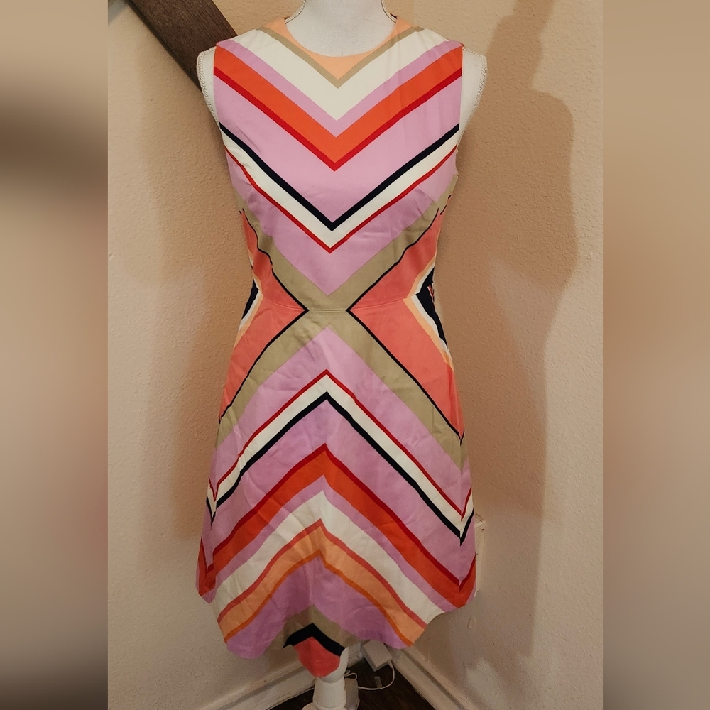 Maggy London Funky Geometric Striped Dress Size 4